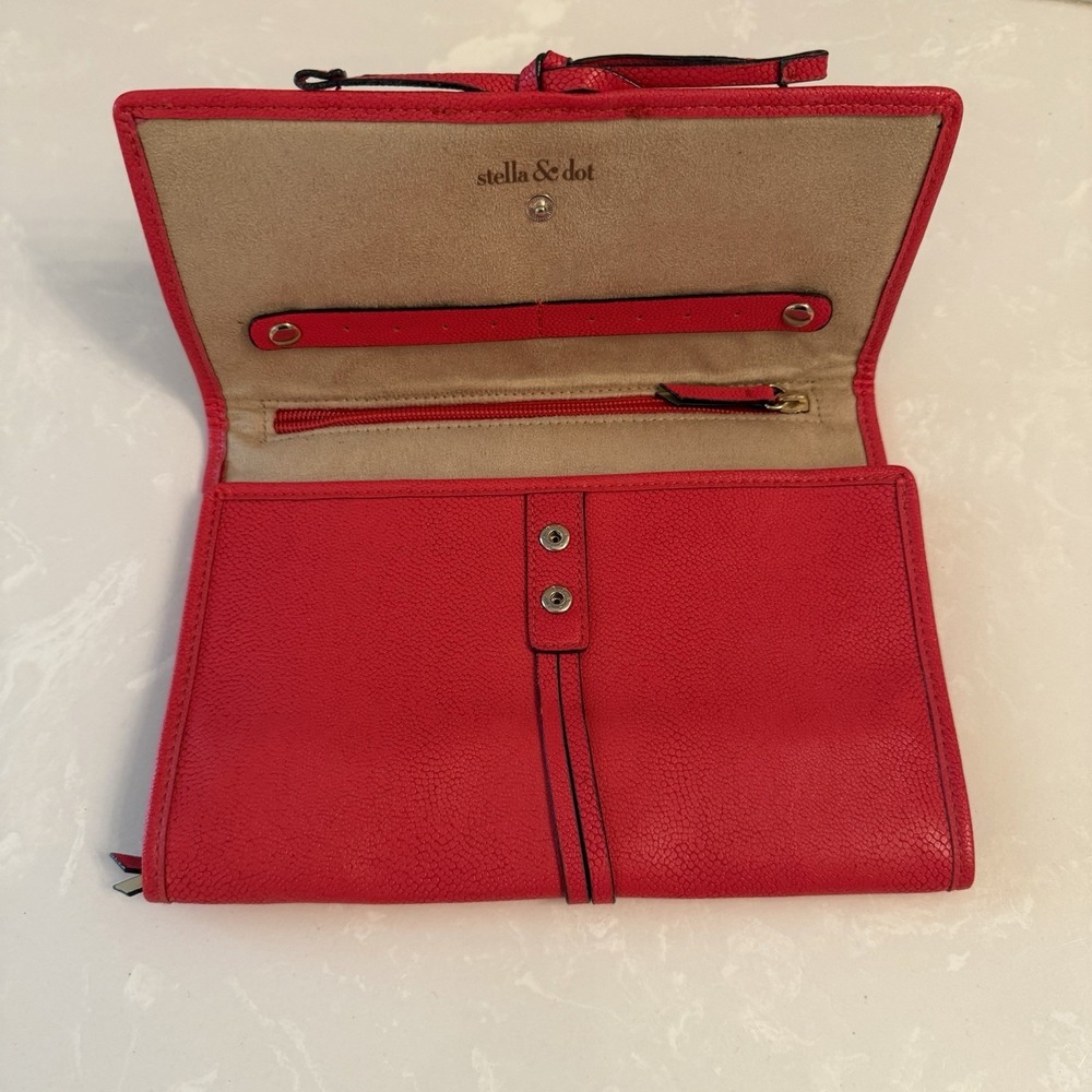 Red Jewelry Organizer Travel Clutch Case Storage